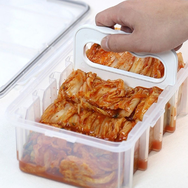 플라워러브 김치 컷팅 용기 자르미 김치용기 김치칼, 보관밀폐용기+전용커터칼, 2개