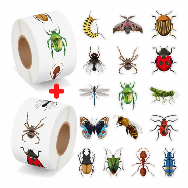 16종 곤충 시리즈 스티커 500pcs, 1개, 혼합(S6228) 2롤500매