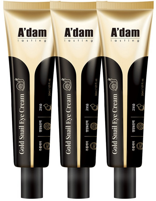 아담공방 골드 달팽이 아이크림 눈가주름 눈밑지방 눈밑꺼짐 리프팅 링클케어 아이백 크림, 3개, 30ml