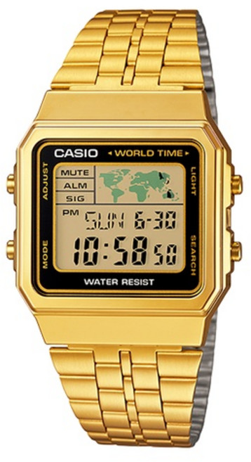CASIO經典復古方型電子錶 世界時間地圖 中性款 公司貨保固