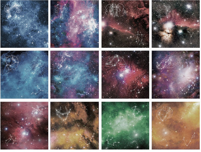 爍若繁星 雙面印刷小卡, 十二星座, 1套