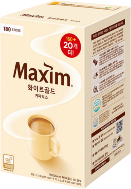 맥심 화이트골드 커피믹스, 12g, 180개입, 1개