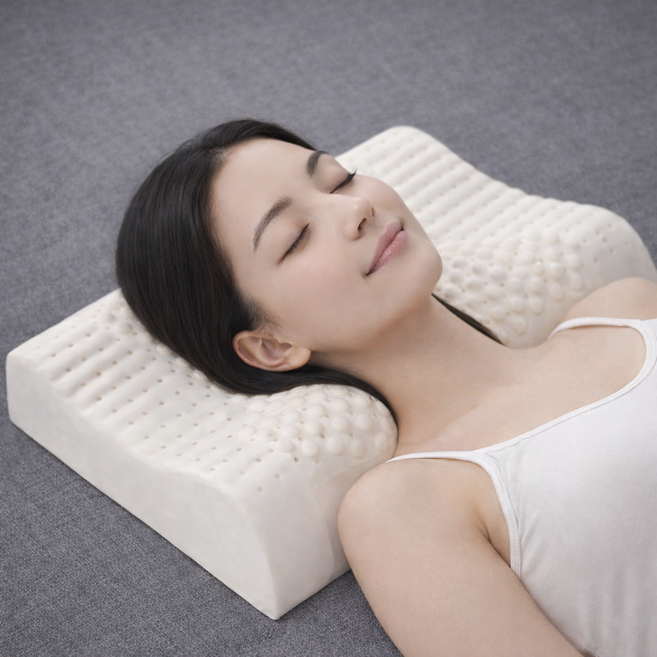 나노엘리 숙면 통기성 굴곡형 라텍스 베개, 1개, 화이트