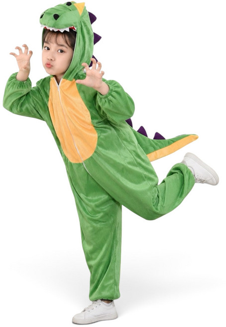 兒童恐龍造型連身衣 萬聖節角色扮演服裝 趣味可愛動物造型派對服, 恐龍120（105-120cm）, 1套