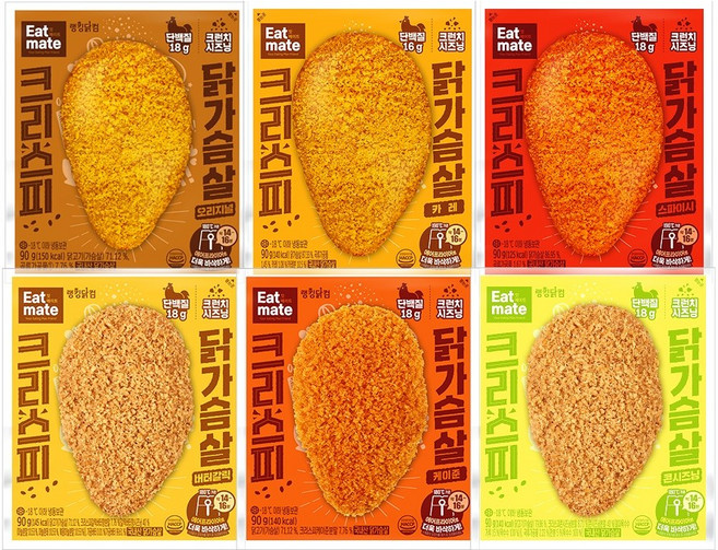 [랭킹닭컴] 잇메이트 크리스피 닭가슴살 6종 혼합, 90g, 24개