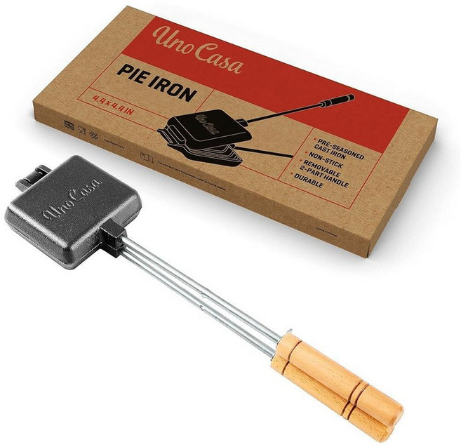 Uno Casa 파이 아이언 샌드위치 메이커 - 레시피 북이 있는 일본 그릴 파이를 위한 내구성 캠프파이어 요리 장비 야외 및 캠핑 모험을 튼튼한 주철 그외 각종 452406, 1, 1개