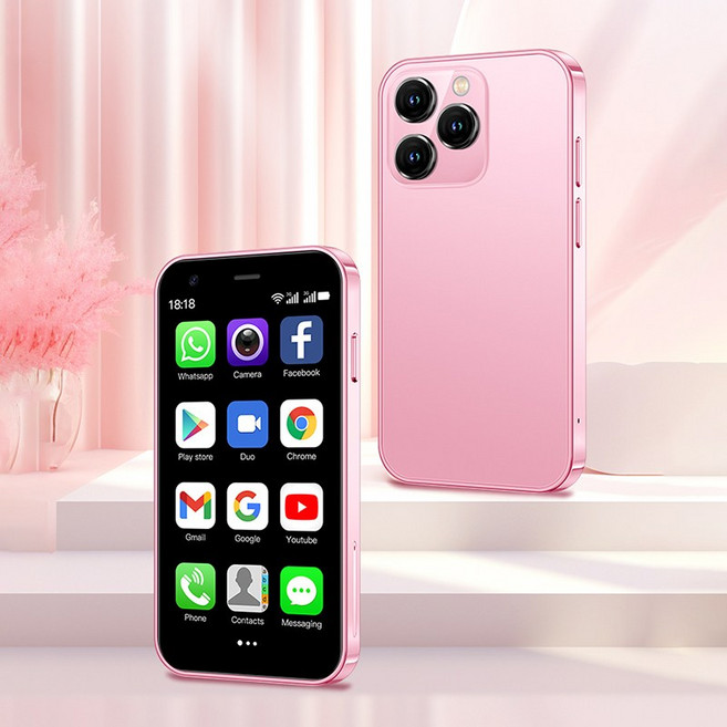 SOYES XS15 미니 안드로이드 8.1 스마트폰 3.0인치 디스플레이 2GB RAM 16GB ROM 듀얼 SIM 대기 플레이 스토어 3G 리틀 폰, 핑크