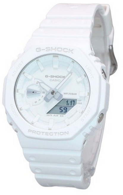Casio G-Shock 톤온톤 아날로그 디지털 레진 스트랩 화이트 다이얼 쿼츠 GA-2100-7A7 남성용 시계