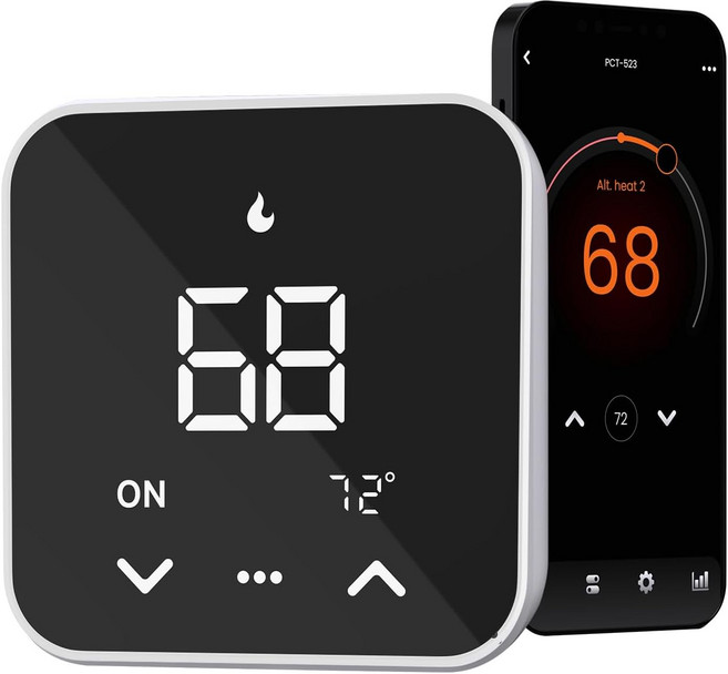 가정용 스마트 온도 조절기 알렉사 및 Google 어시스턴트와 호환되는 WiFi 7일 x 8주기 프로그래머블 컨트롤 Tuya스마트 라이프 에너지 절약 C-와이어 필요블랙, Black