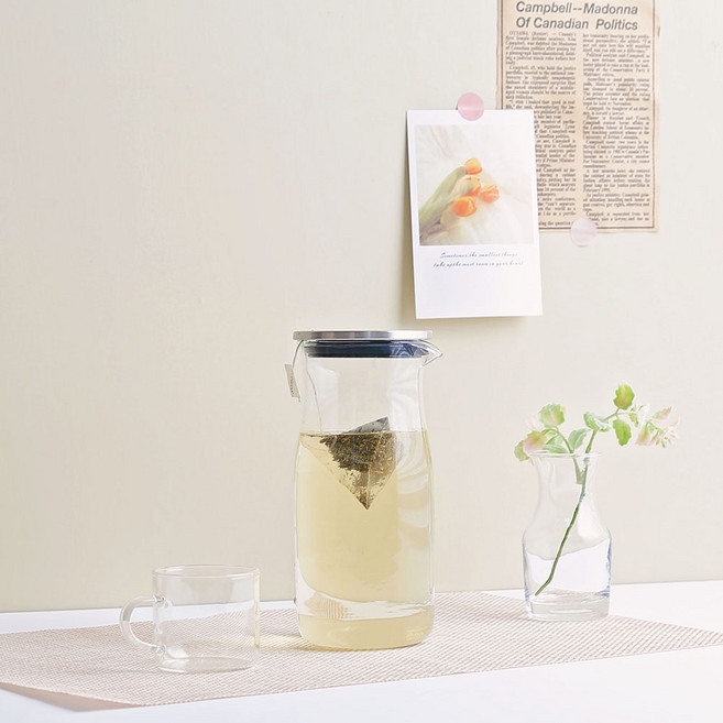 솔레이 스텐뚜껑 내열유리 냉장고 물병 보틀, 2개, 700ml