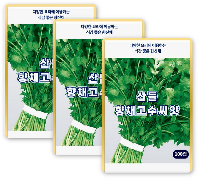 산들 향채 고수 씨앗 100립 특색있는 향신채 고수씨 종자, 3개