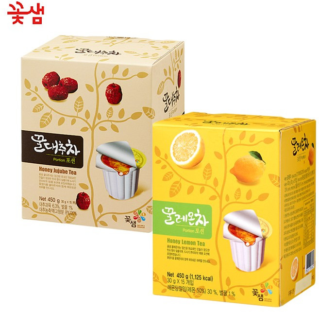 꽃샘 꿀대추차 +꿀레몬차 포션 (30개입) 캡슐 액상차, 1개, 450g, 15개입