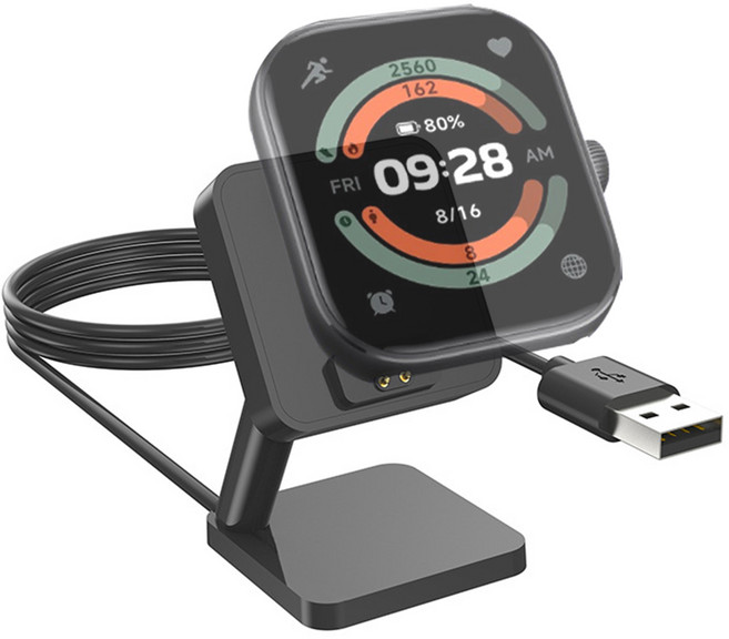더조은셀러 샤오미 레드미 미워치5 4 호환 도킹 스테이션 충전기 스탠드 거치대, 블랙, 1개
