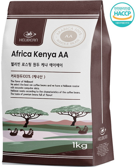 헬리빈 고소한 너티 초코 케냐AA 커피원두 갓로스팅한 상급원두, 홀빈(분쇄안함), 1kg, 1개