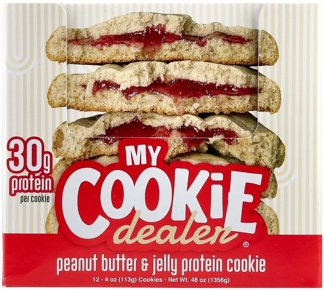 My Cookie Dealer Protein 프로틴 쿠키 땅콩 버터 젤리 쿠키 12개 개당 113g(4온스), My Cookie Dealer Protein 프로틴 쿠 - 쿠팡