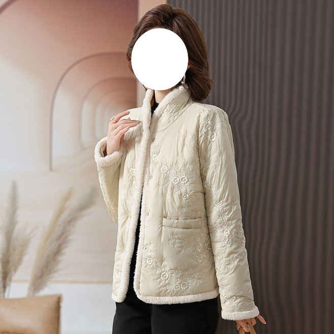 쌍천 엄마 겨울 숏 패딩 점퍼 패딩 저고리 서양식 겨울 패션 다운 면 중장년 겨울 패딩 W25121220