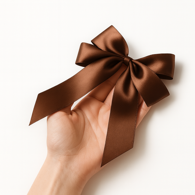 잇츠K 더블핏 완성리본 / 고급 선물 포장 데코 장식 리본, 50개, 브라운