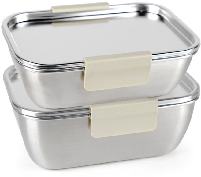 국산 올스텐 크림 스텐밀폐용기, 5호 1200ml+6호 1500ml, 1개