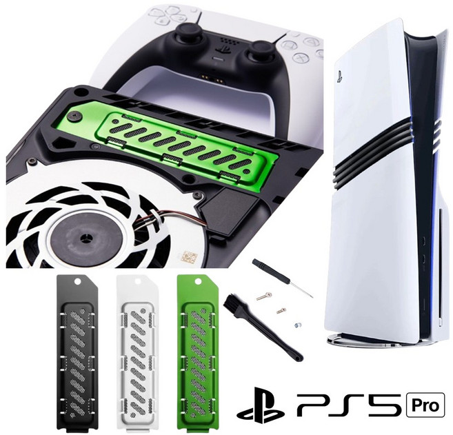 PS5 PRO / SLIM 전용 NVME 확장 슬롯 타공 쿨링 방진커버 - 알루미늄 합금, 1개, 블랙, PS5 PRO/SLIM NVME 쿨링 방진커버