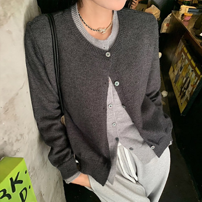 마이쏭 여성 봄신상 매치배색레이어드가디건