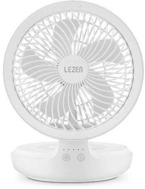 르젠 무선 충전식 써큘레이터 탁상용 캠핑 선풍기 무드등 화이트 C타입, LZEF-WL700W