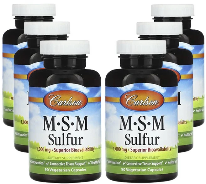 칼슨 MSM 황 1000mg 90 베지캡슐, 6개, 90정 - 쿠팡