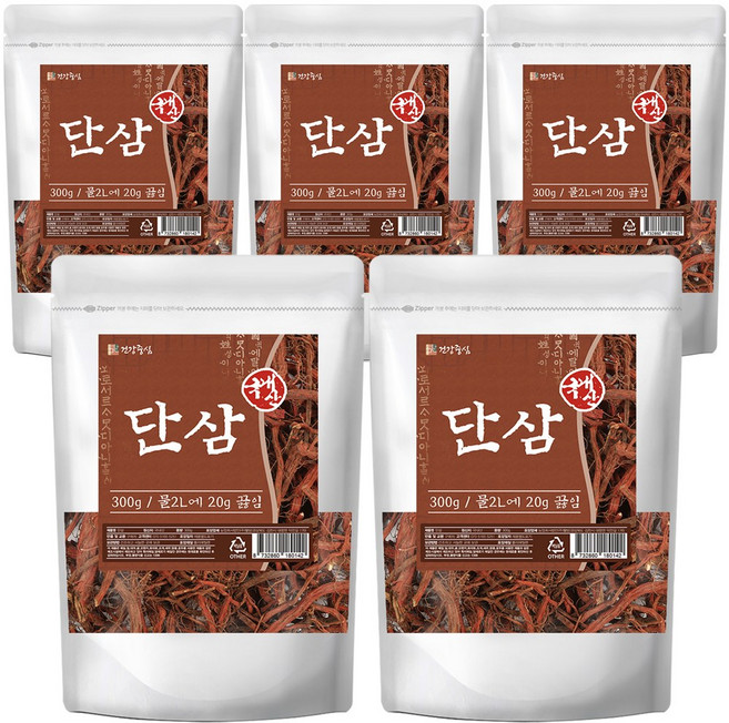건강중심 국산 단삼 말린 단삼뿌리, 5개, 300g