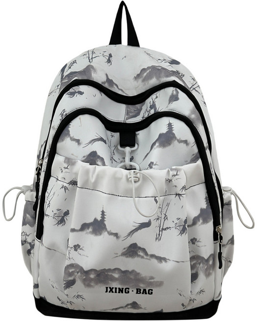 JXING BAG 雙肩包，時尚輕便大容量多功能旅行背包, 黑色