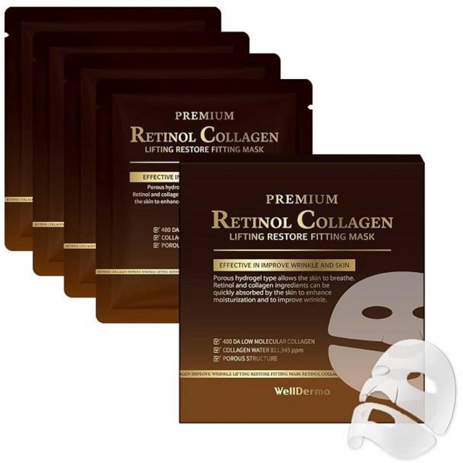 WellDerma 夢蝸 視黃醇膠原蛋白緊緻面膜 - 彈力保濕 改善細紋 重現年輕光采, 1個, 4個裝