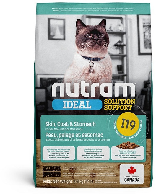 Nutram 紐頓 I17 理想室內貓專用配方 雞肉全蛋配方貓飼料 5.4kg, 1個, 紐頓 I19三效強化雞+鮭魚1.13kg