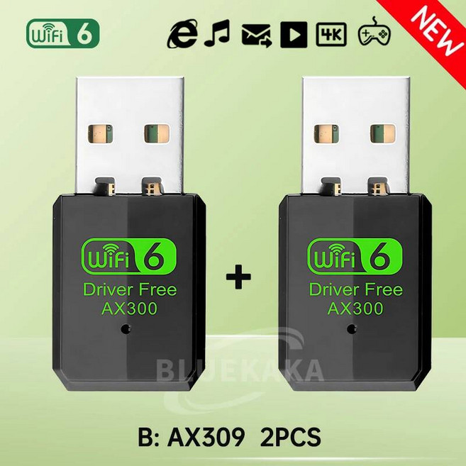 신상품 미니 USB 어댑터 WiFi 6 네트워크 카드 2.4GHz 802.11AX 무선 동글 이더넷 수신 드라이브 프리 PC 노트북용 윈도우 7/10/11, Model B 2PCS