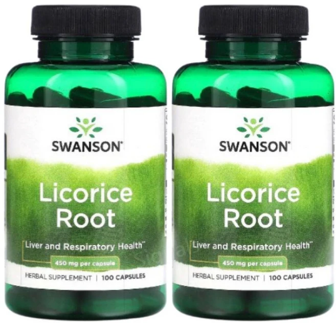 Swanson LicoriceRoot 감초뿌리 450mg 100캡슐 2개 리코라이스루트, 100정 - 쿠팡