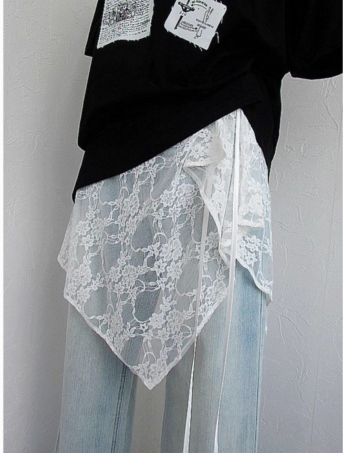 여성 랩스커트 레이어드 레이스 오픈 랩스커트 치마 캐쥬얼 플라워 레이스 랩스커트 커버랩 레깅스 언밸런스 스커트 엉덩이가리개 커버 치마 레깅스 랩스커트 ZZL