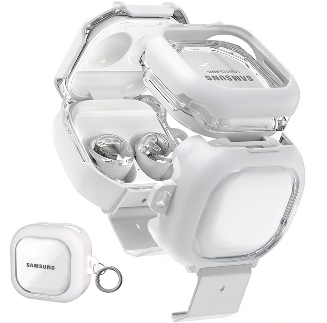 적용 갤럭시 버즈 4 케이스 갤럭시 버즈 4 프로 케이스 잠금 기능 SK010 AYOUOK, 1개, 화이트, 갤럭시 버즈4 프로/버즈4