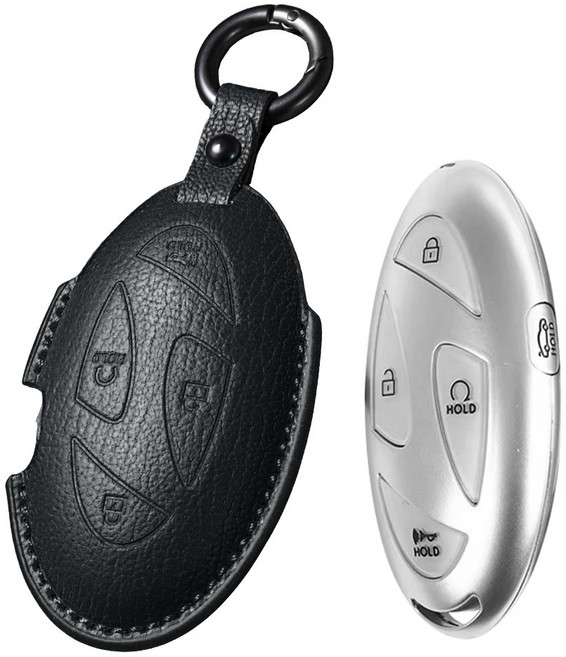 프리미엄 고급 산양가죽 스마트키케이스 키홀더 키커버 현대 호환/그랜저 GN7/쏘나타 DN8/아반떼 CN7/아이오닉5 6 /싼타페 MX5/투싼/코나/팰리세이드 LX3/스타리아, 5버튼, 블랙
