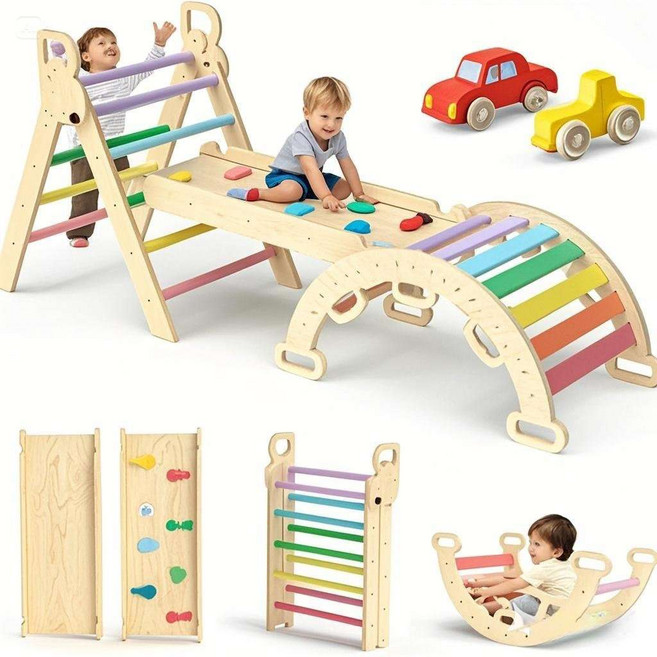 실내 어린이 등산 클라이밍 시소 대근육 놀이터 유아, 1개, 레인보우