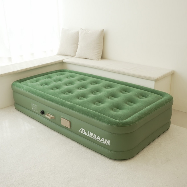 유니언 에어매트 캠핑 매트리스 자동펌프 내장 에어침대, 카키에디션, 40cm