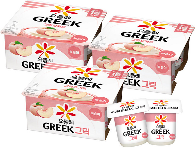 빙그레 요플레 그릭 복숭아, 12개, 80g
