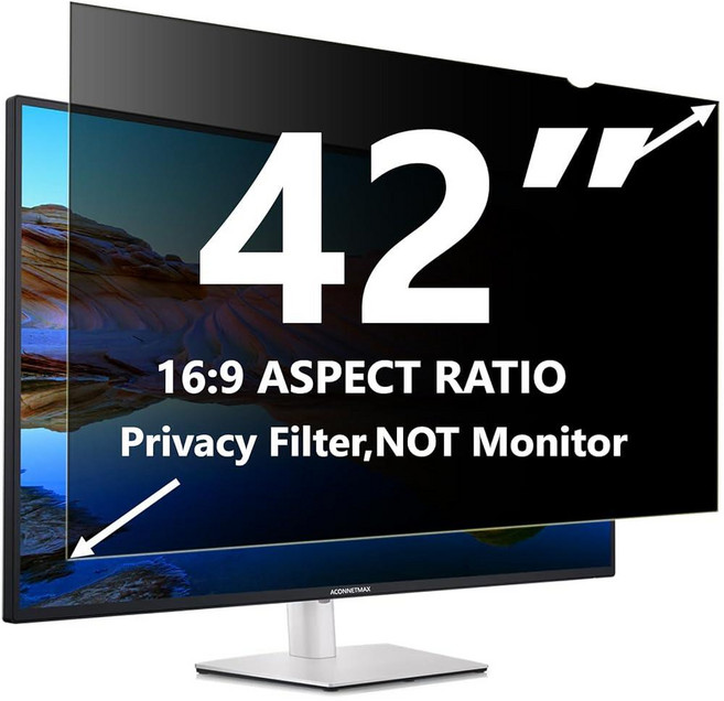 ACONETMAX 106.7cm(42인치) 프라이버시 스크린 필터 컴퓨터용 16:9 와이드 TV 모니터 쉴드 눈부심 방지 블루 라이트 프로텍터 198304 823024636