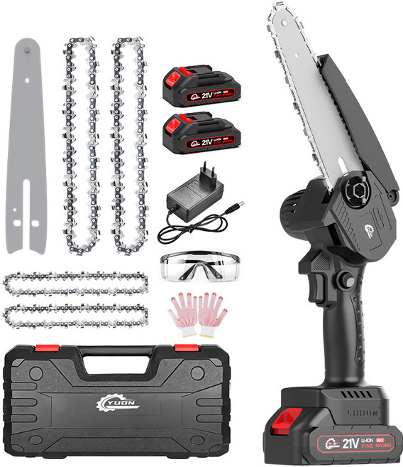 YUON 21V 15.24cm 브러시리스 전기 톱 무선 미니 핸드 헬드 가지 치기 톱 휴대용 목공 전기 톱 절단 도구, 1세트, 옵션1(맛데리1개)