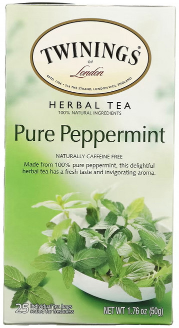 트와이닝 허브차 순수 페퍼민트 카페인 무함유 티백 25개 50g(1.76oz), 50g, 25개입, 1개