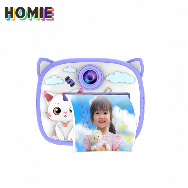 HOMIE 고화질 디지털카 메라휴대용 미니 즉석카메라 인화지, 1개, 보라색