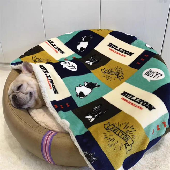 LUMORA 가을겨울 강아지 고양이 프린트 담요 따뜻한 플란넬 펫담요 실내 겨울 이불 소형견 중형견용 XZ4790, 1개, 스타일 C