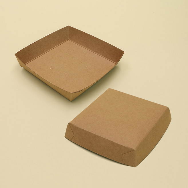 블레스팩 사각트레이 05호 크라프트무지 1000개 종이 접시 포장 상자 일회용, 1개, 1000개입