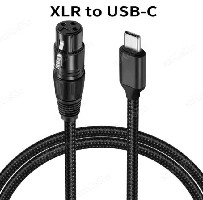 XLR 케이블 to USB C 다이내믹 마이크 슈어 SM58 녹화용 3 핀 암 타입 커넥터 15 삼성용, 3m, 3)Black, 1개