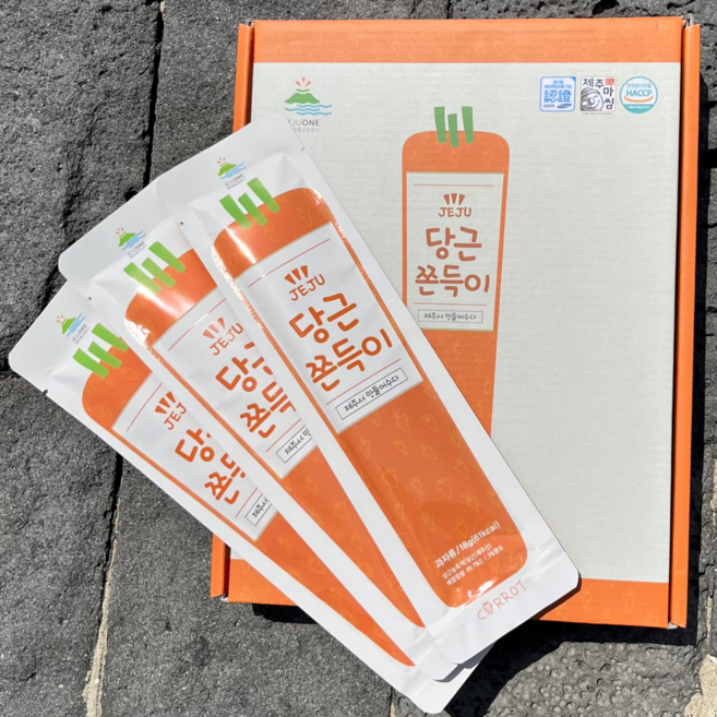제주 감귤 우도땅콩 당근 쫀득이 쫀드기 1박스 옛날 간식, 18g, 15개