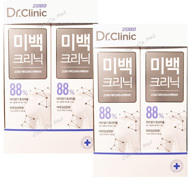 애경 2080 닥터크리닉 88% 미백크리닉 치약, 100g, 4개