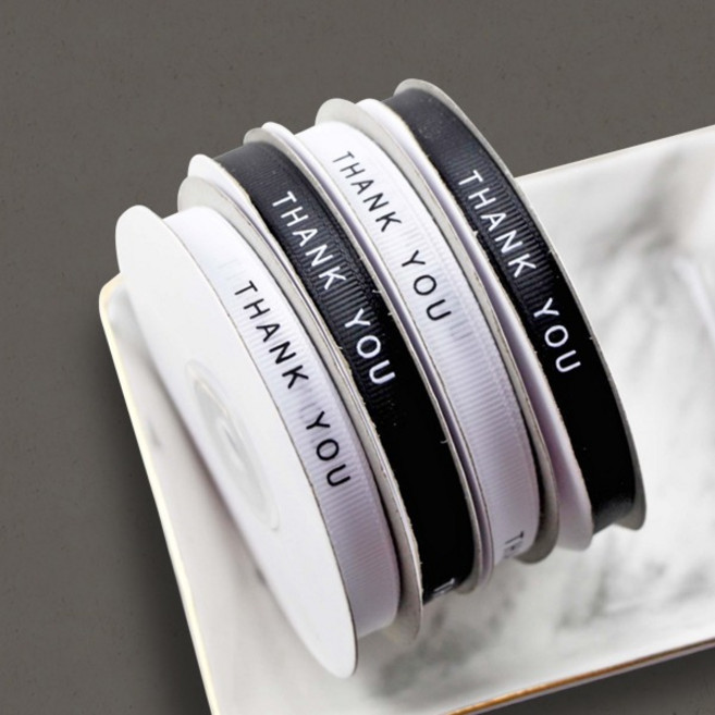 (2개세트)THANK YOU 땡큐 감사선물포장 리본끈 장식끈 1롤 23M(10mm), 23m, 블랙 2개