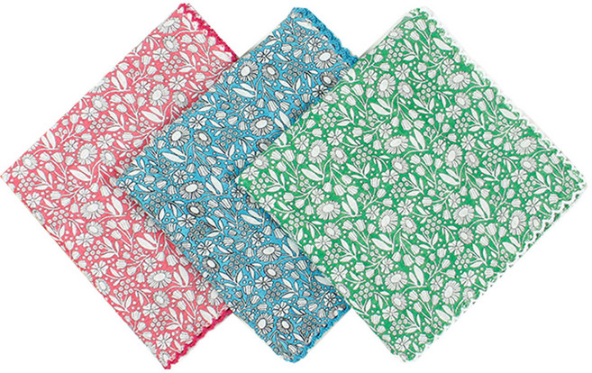 [선우] 고급 면 레이스 손수건 스카프 3개세트 등산 쁘띠 에티켓