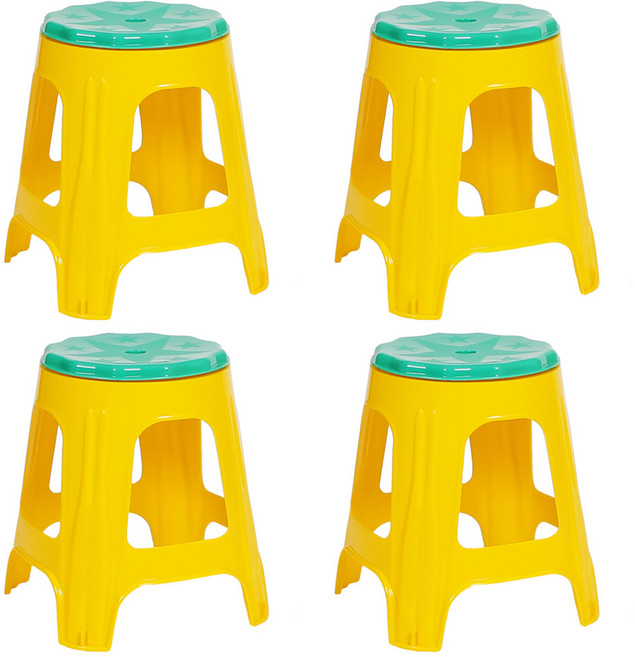 지오리빙 야외용 플라스틱 회전의자 4개 세트 간이 야외 포장마차 편의점, 옐로우